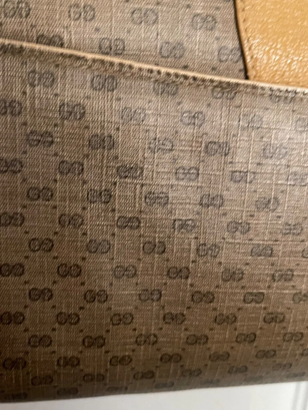 Vintage 1980s Gucci GG Monogram Canvas Crossbody Bag Tan Leather Trim Authentic - Picture 6 of 16